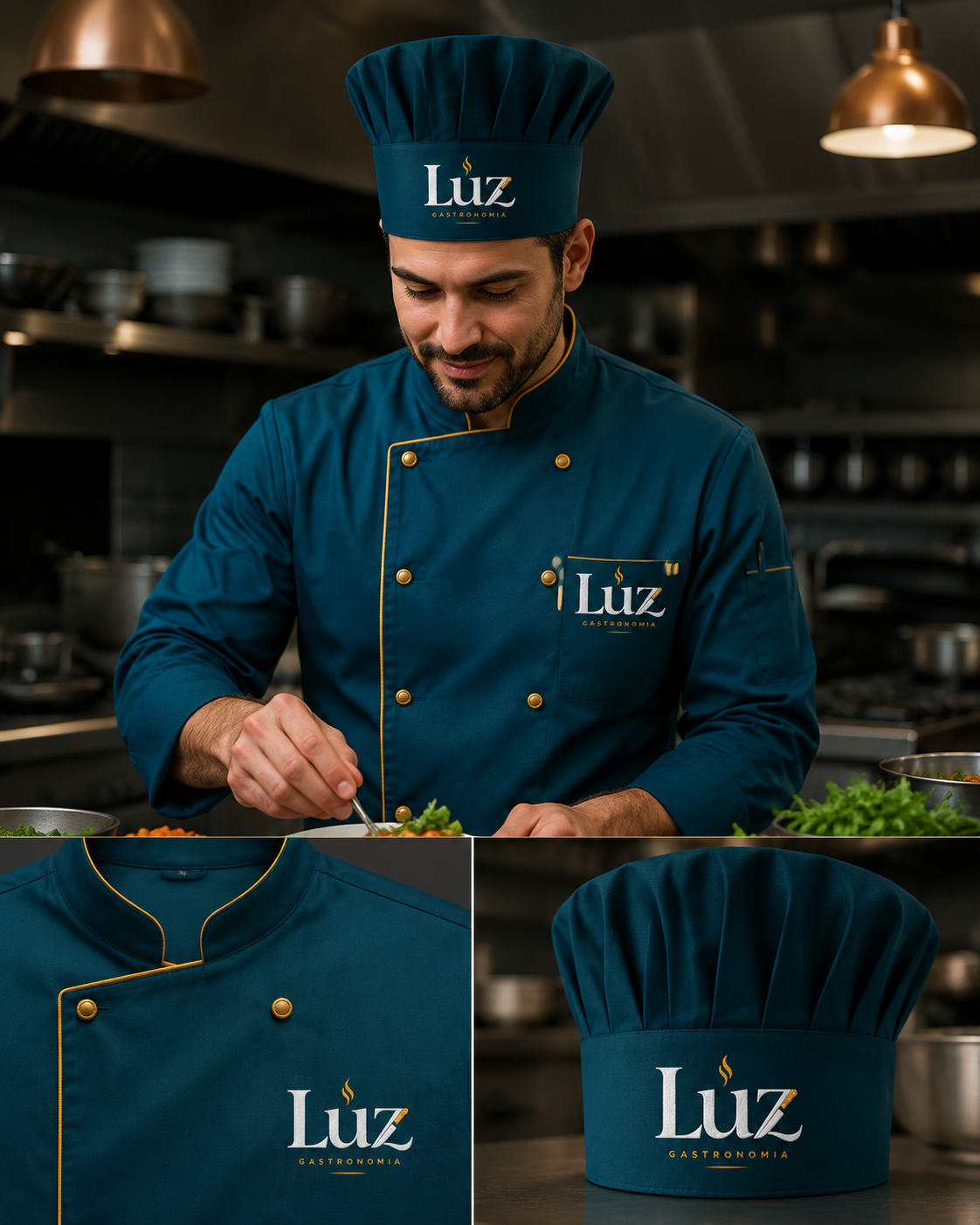 Chef da Luz Gastronomia preparando uma refeição